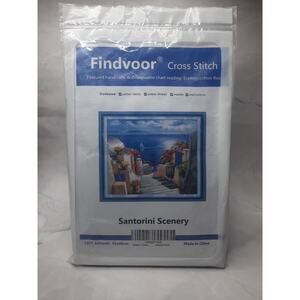 Findvoor Cross Stitch Kit Santorini Scenery Greek Terrace Views